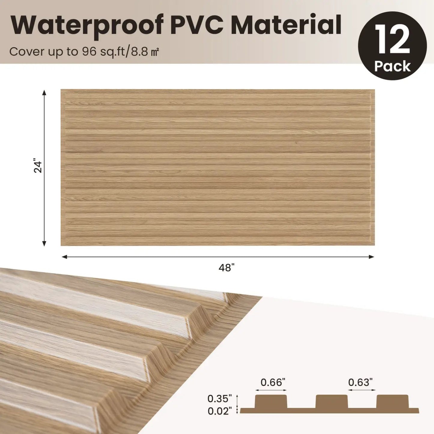 12-Pack PVC Slat Wall Panels for TV Background