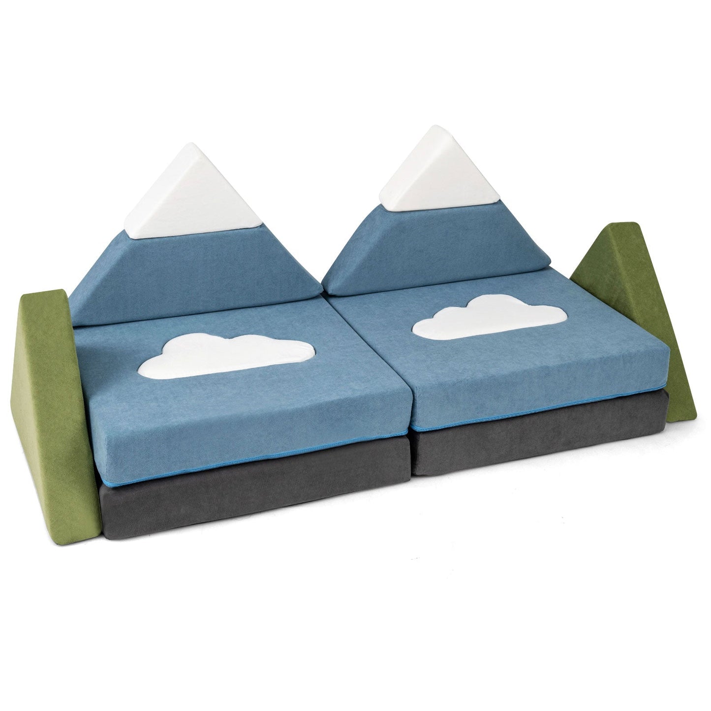 GemGear 12-piece Snow Mountain Foam Fort blue blocks white peaks cloud decals green side panels on Tampa Home & Garden Store