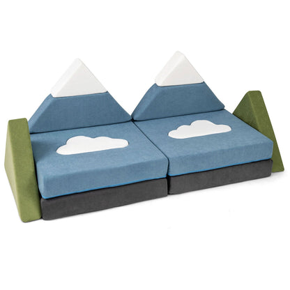 GemGear 12-piece Snow Mountain Foam Fort blue blocks white peaks cloud decals green side panels on Tampa Home & Garden Store
