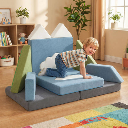 Snow Mountain toddler foam fort by GemGear, 12pc set with white pyramid peaks on Tampa Home & Garden Store
