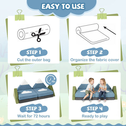 GemGear 12-Piece Snow Mountain Foam Toddler Fort with blue seating and 4-step setup on Tampa Home & Garden Store