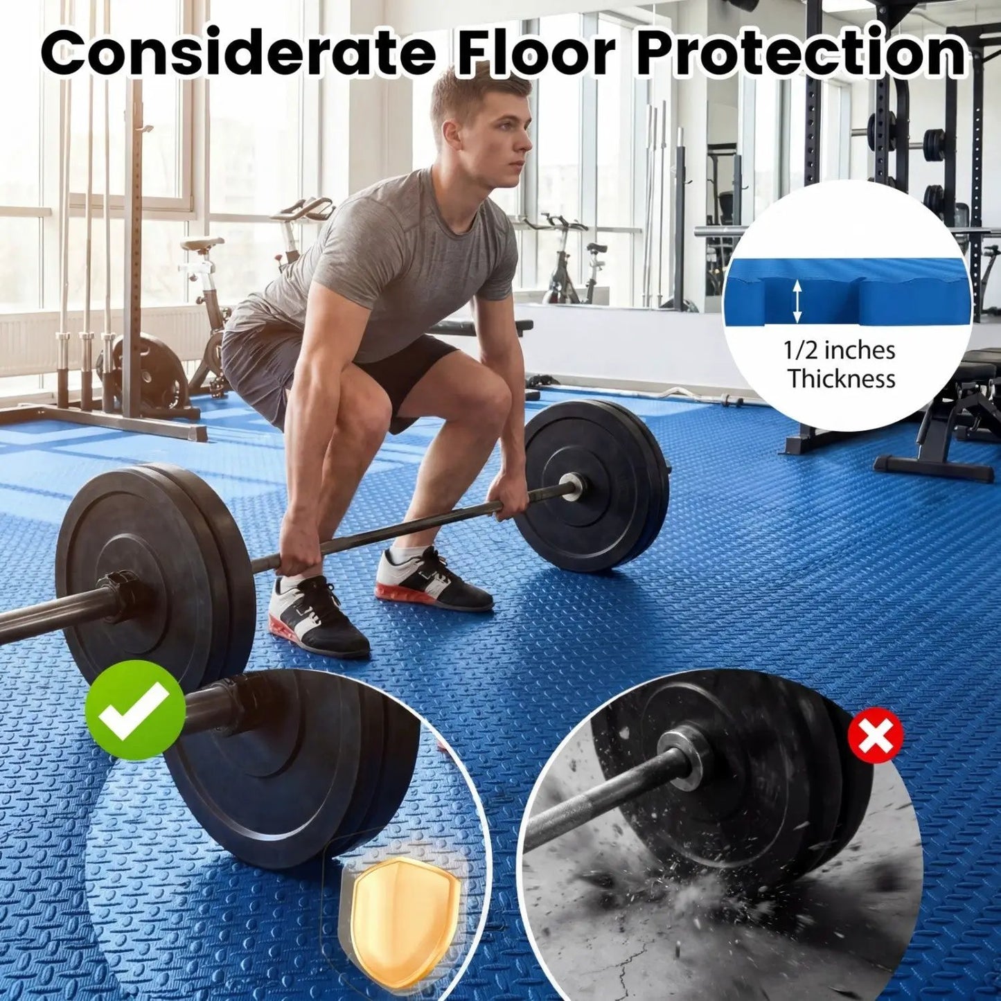 Puzzle Exercise Floor Mats Interlocking Half Inch