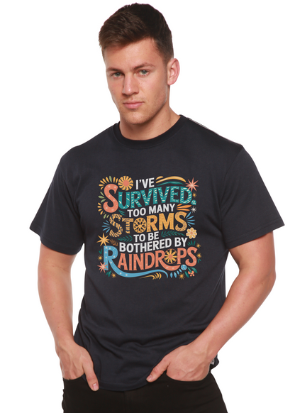 Unisex bamboo/cotton graphic tee navy with colorful storm design by Spun Bamboo on Tampa Home & Garden Store