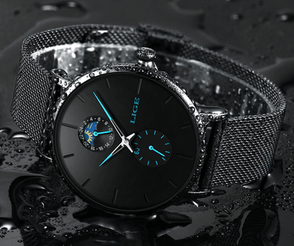 Stevvex women's waterproof watch with braided stainless steel bracelet and blue hands on Tampa Home & Garden Store