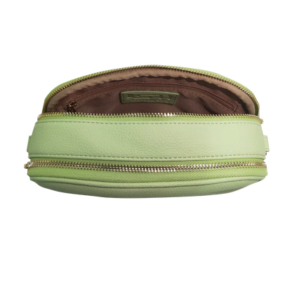 Genuine Leather Double Zipper Crossbody