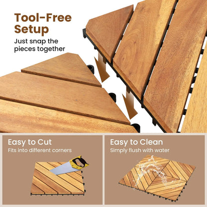 Acacia Wood Interlocking Deck Tiles 12x12 Inch
