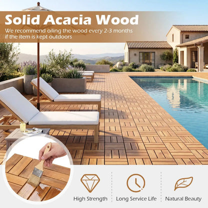 Acacia Deck Tiles Interlocking 12 by 12 27 Pack