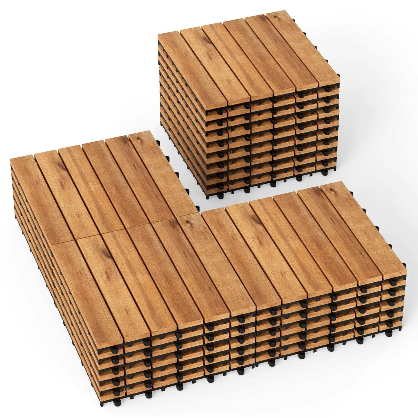 Acacia Wood Interlocking Deck Tiles 12x12 Inch