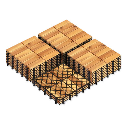 Acacia Wood Interlocking Deck Tiles 12x12 Pack