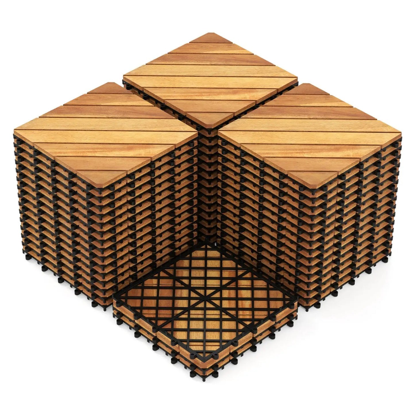 Acacia Wood Interlocking Deck Tiles 12x12 48 Pack