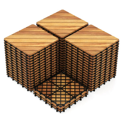 Acacia Wood Interlocking Deck Tiles 12x12 48 Pack