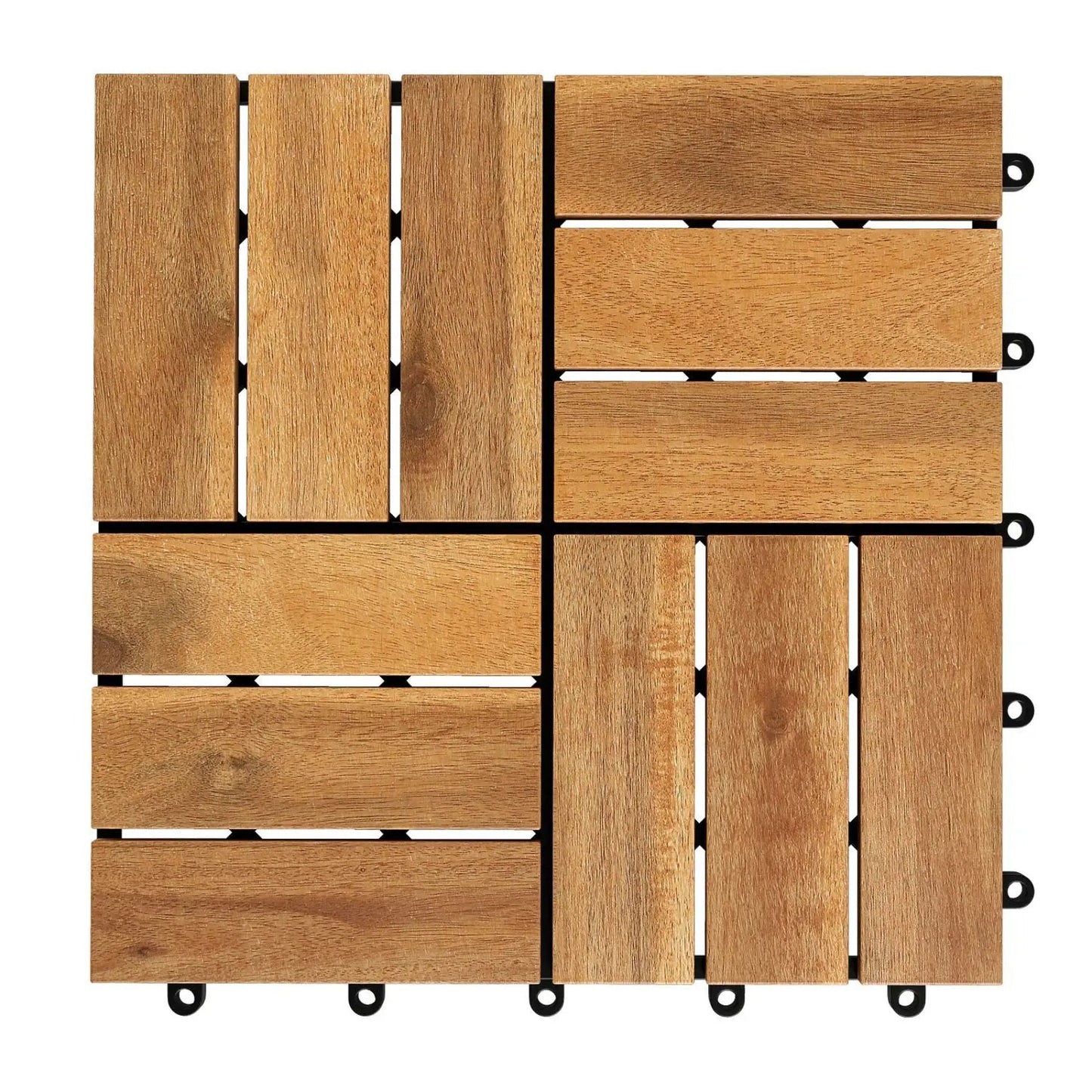 Acacia Wood Interlocking Deck Tiles 12x12 Inch