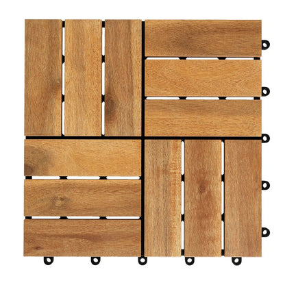 Acacia Wood Interlocking Deck Tiles 12x12 Inch