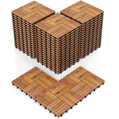 Acacia Wood Interlocking Deck Tiles 12x12 Inch