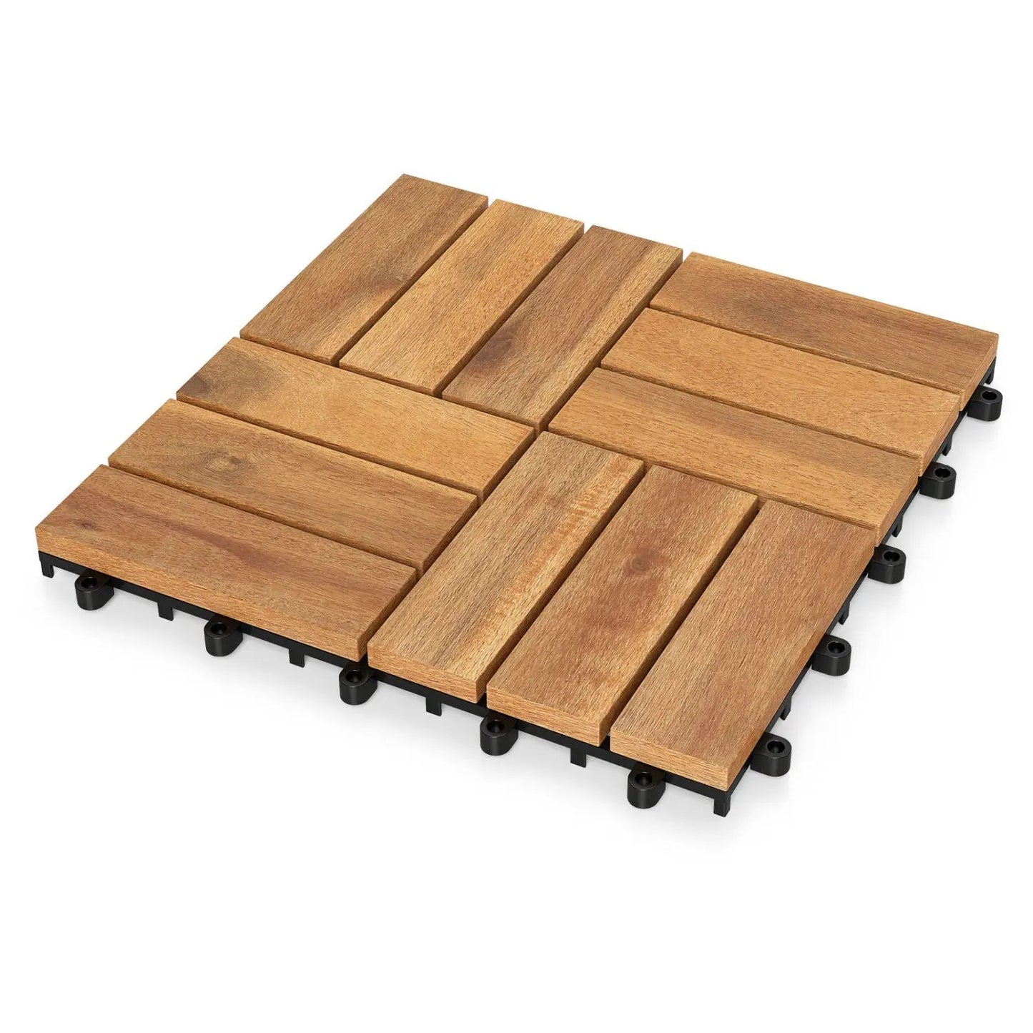 Acacia Wood Interlocking Deck Tiles 12x12 Inch