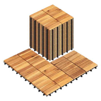Acacia Wood Interlocking Deck Tiles 12x12 54 Pack