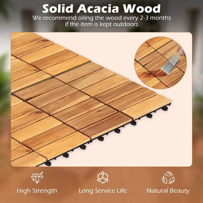 Acacia Wood Interlocking Deck Tiles 12x12 54 Pack