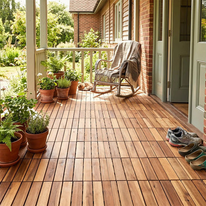 Acacia Wood Interlocking Deck Tiles 12x12 54 Pack