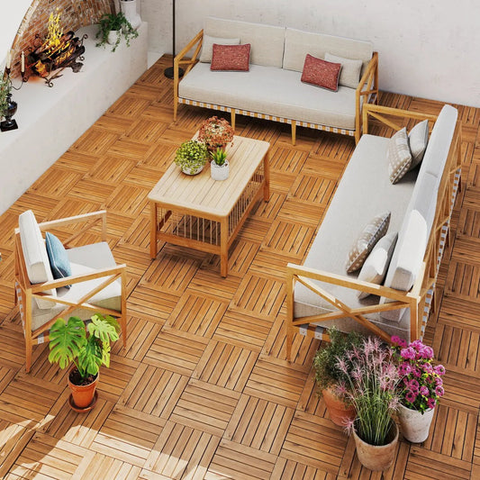 Acacia wood interlocking deck tiles 12x12 in, 54-pack, natural warm patio tiles DirectDeals on Tampa Home & Garden Store
