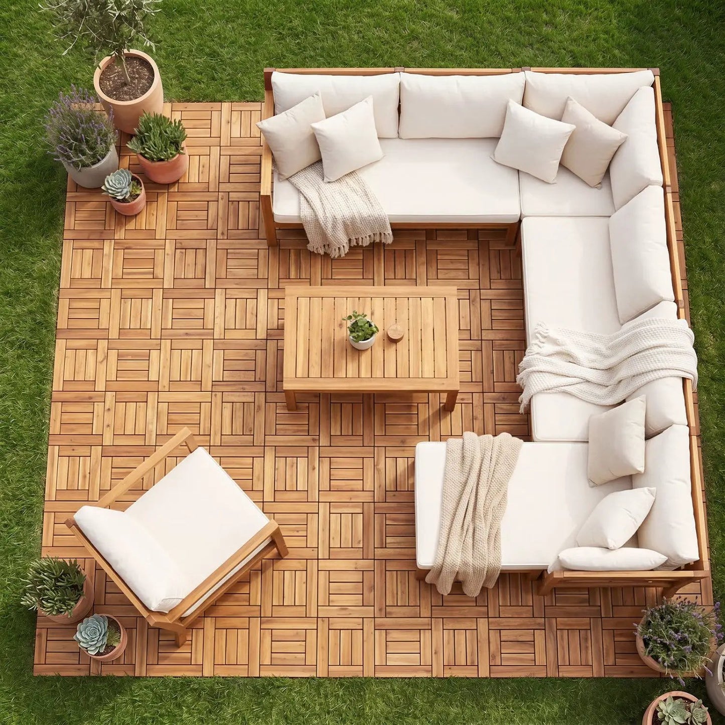 Acacia Wood Interlocking Deck Tiles 12 By 12 Inch