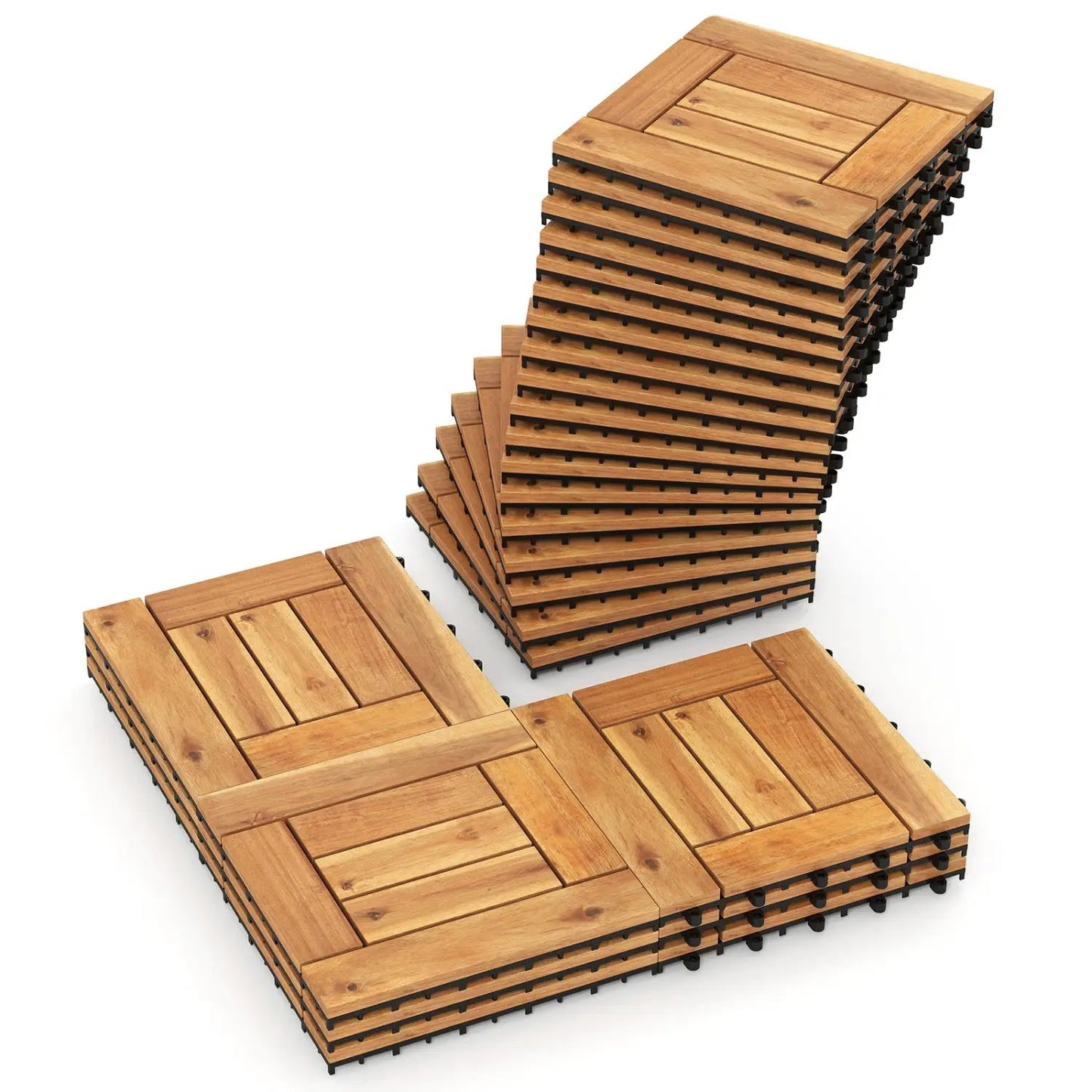 Acacia Wood Interlocking Deck Tiles 12 By 12 Inch