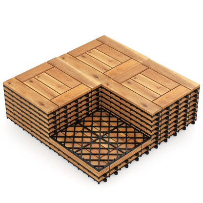 Acacia Wood Interlocking Deck Tiles 12 By 12 Inch