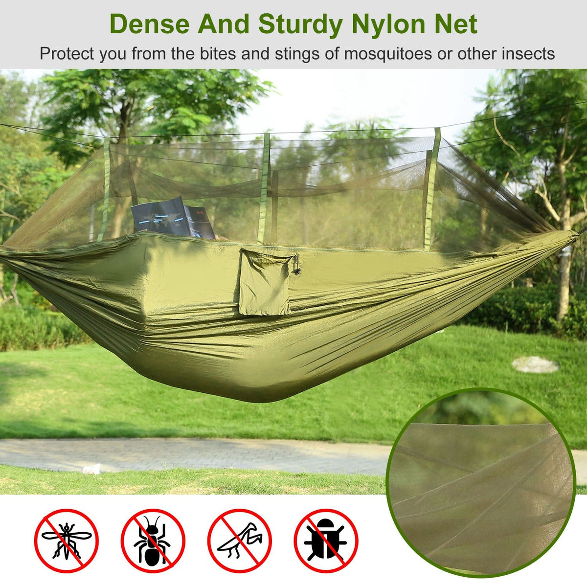 GemGear 2-person camping hammock with mosquito net, heavy-duty nylon, with strap hooks carry bag on Tampa Home & Garden Store