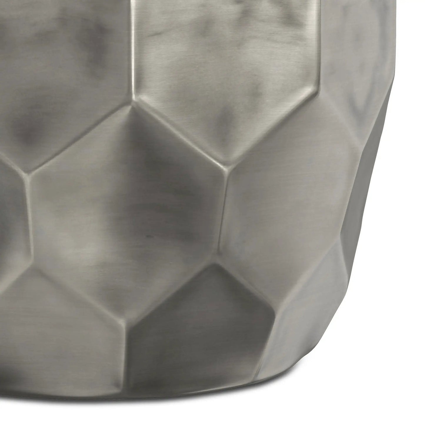 Flanigan metal accent table with faceted brushed silver finish by Unique Piece Furniture on Tampa Home & Garden Store