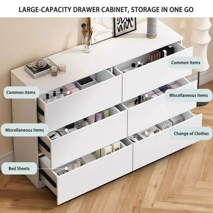 Six Drawer Dresser with Spacious Countertop