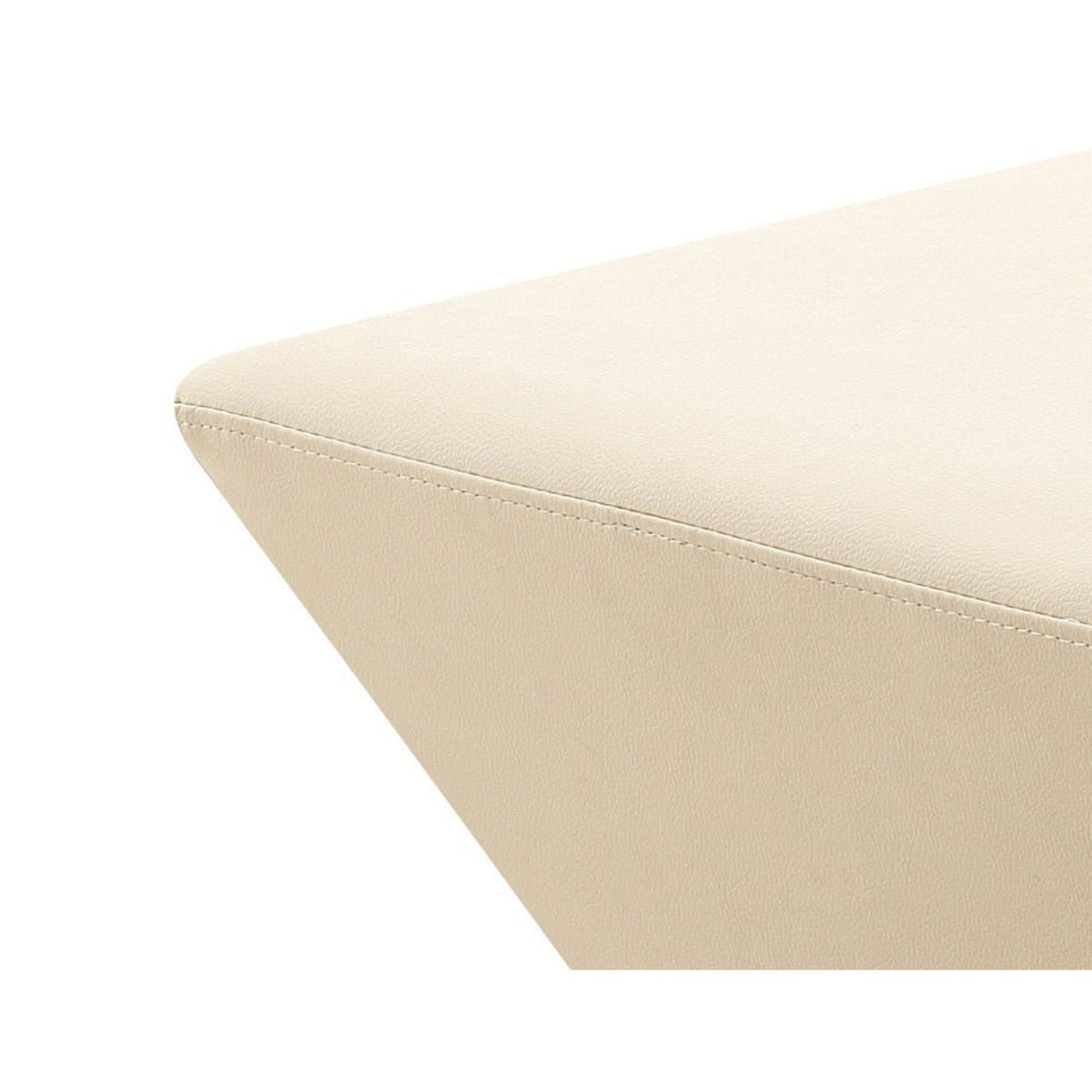 Diamond Accent Ottoman beige leather rectangle ottoman with stitched edge HouseOfZazla on Tampa Home & Garden Store