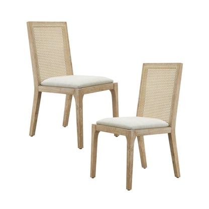 Dining chair set with synthetic cane back and upholstered seats, 2 chairs, HouseOfZazla on Tampa Home & Garden Store