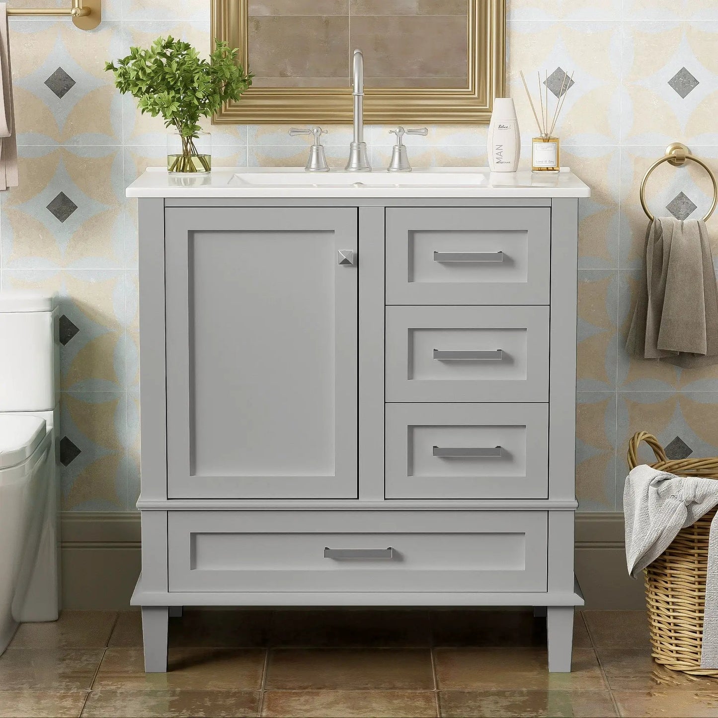 Bathroom Vanity With Sink Solid Wood Cabinet