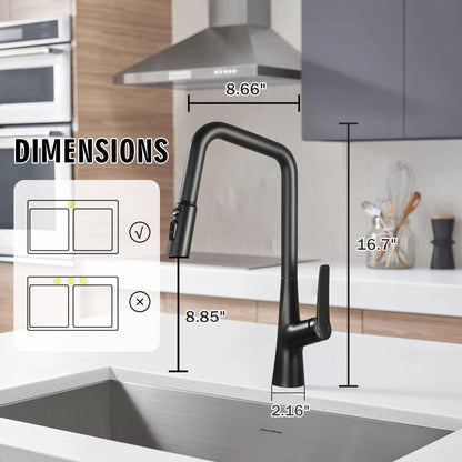 Kitchen faucet by HouseOfZazla, matte black with 3-function 360 sprayer and touch switching on Tampa Home & Garden Store