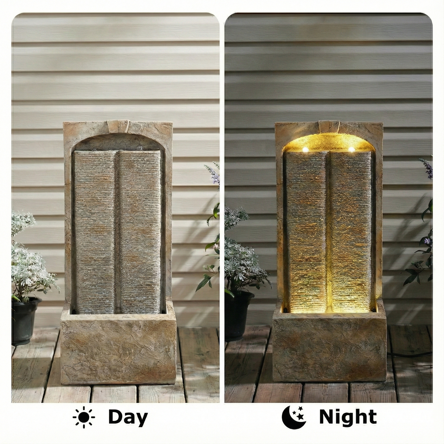 39 Inch Outdoor Resin Water Fountain and Pump