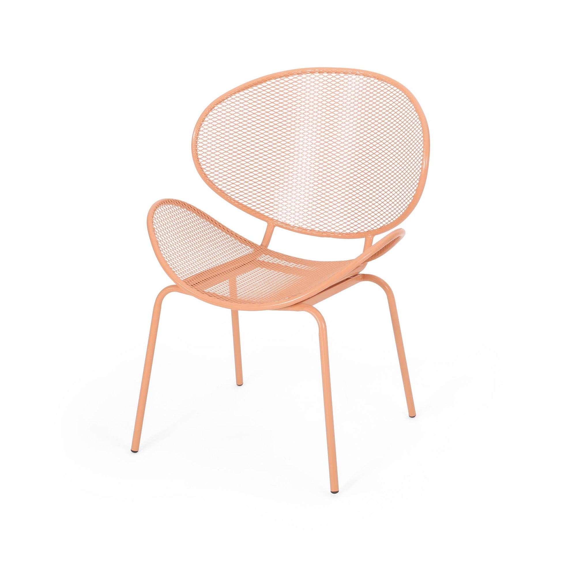 Elba contemporary armless chair set of 2 in peach mesh with circular backs by HouseOfZazla on Tampa Home & Garden Store