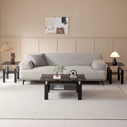 Tempered Glass Table With Storage For Living Room