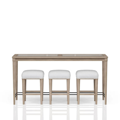 Glass Console Table With 3 Stools Frosted