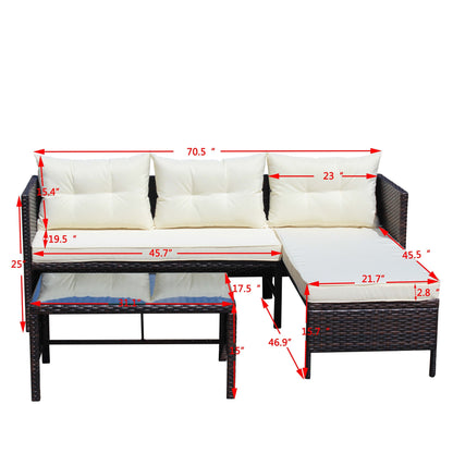 3 Piece Outdoor Wicker and Rattan Patio Set