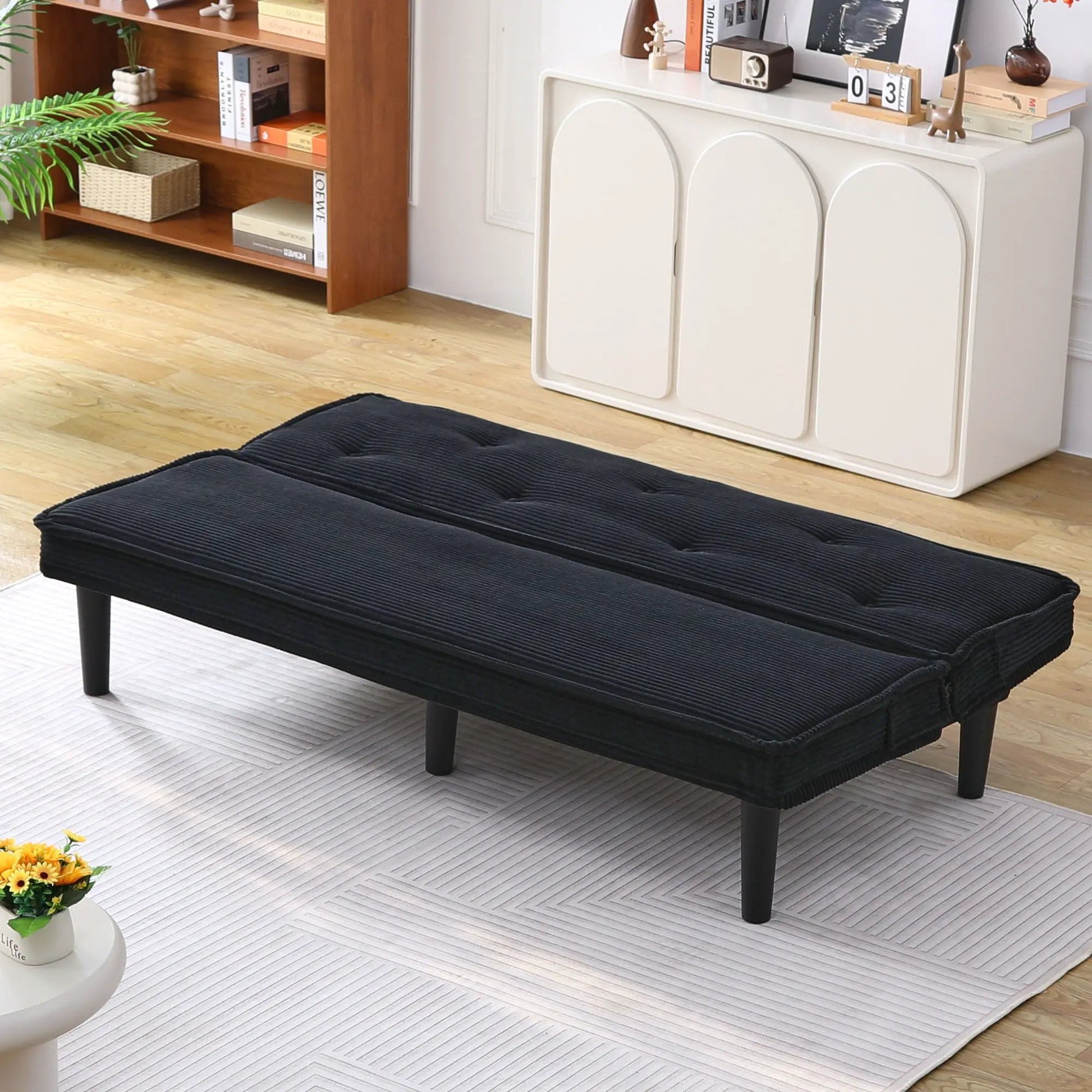 Versatile Sofa Bed with Solid Wood Frame in black futon upholstery by Unique Piece Furniture on Tampa Home & Garden Store