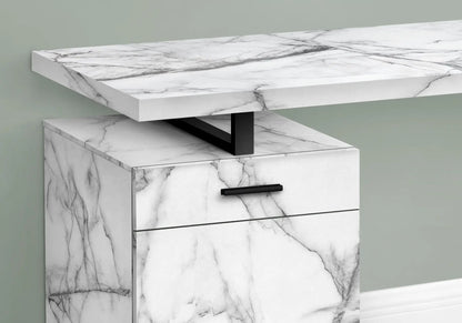 Computer desk marble white laminate with drawers and black metal support on Tampa Home & Garden Store