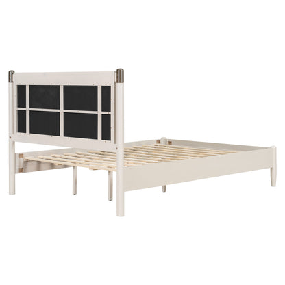 Solid wood queen bed frame in white with headboard and slat base heavy-duty support on Tampa Home & Garden Store