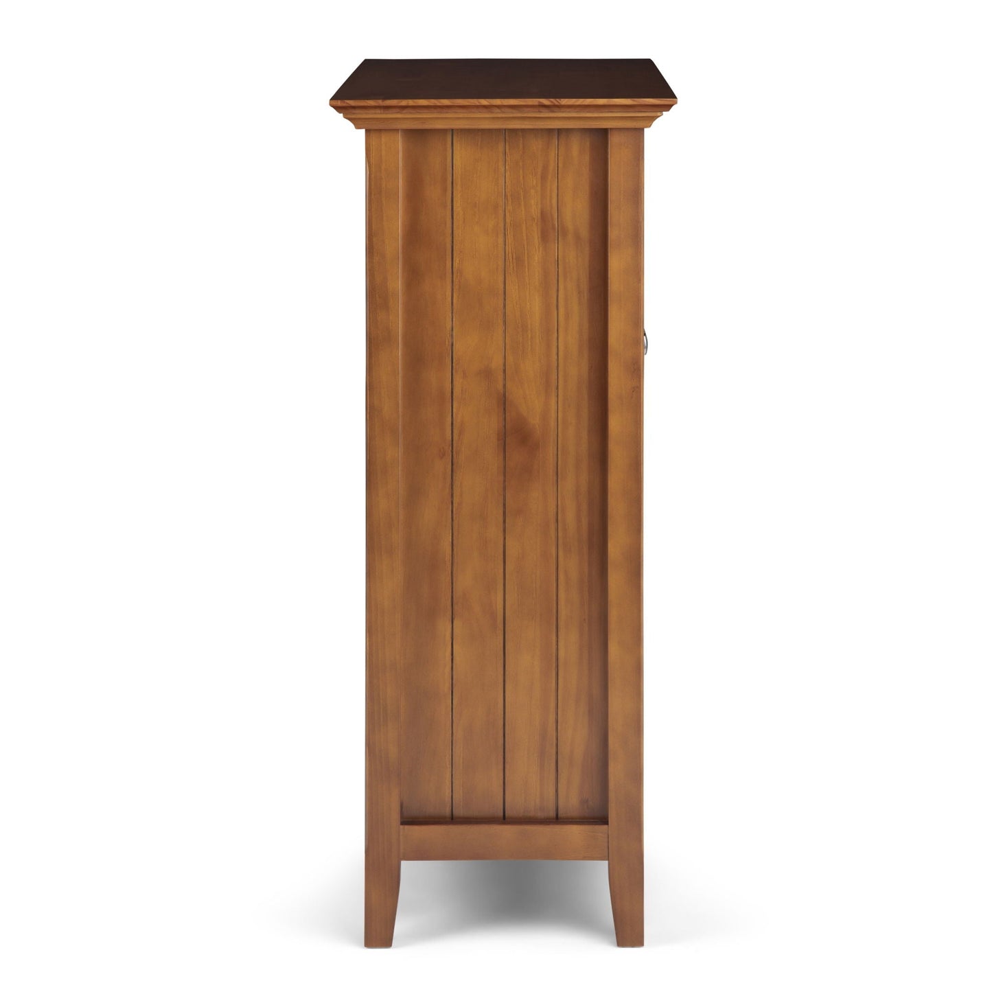Acadian medium storage cabinet handcrafted in warm wood with vertical panel doors on Tampa Home & Garden Store