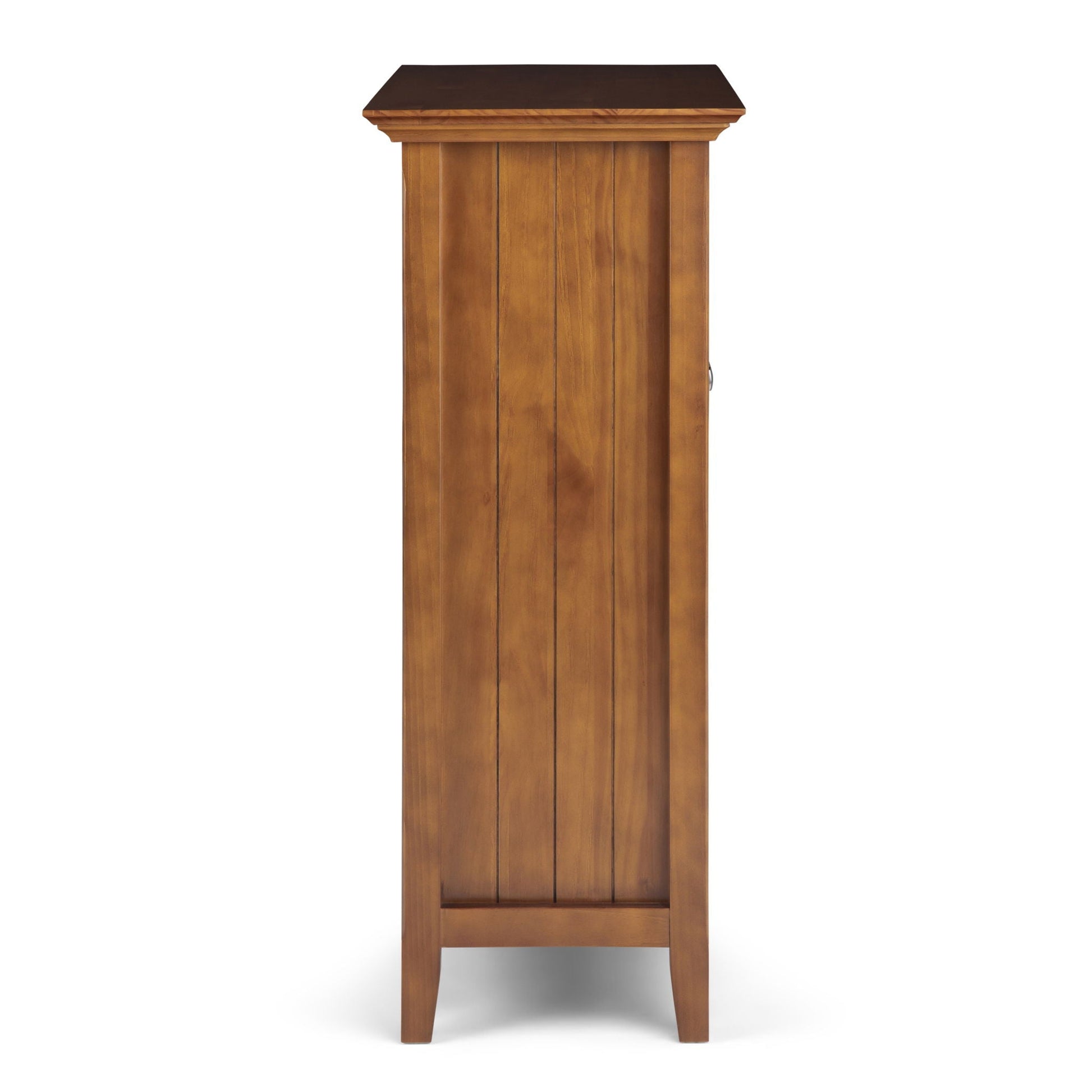 Acadian medium storage cabinet handcrafted in warm wood with vertical panel doors on Tampa Home & Garden Store