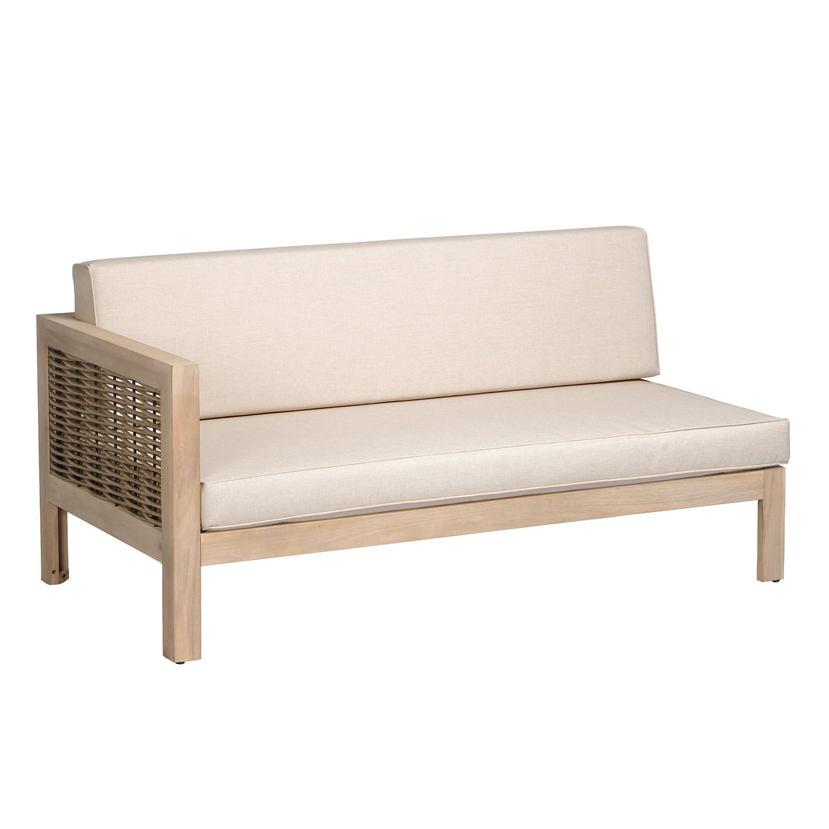Emir Acacia 5 Seater Sofa Conversational Sets beige cushions with acacia wood frame on Tampa Home & Garden Store