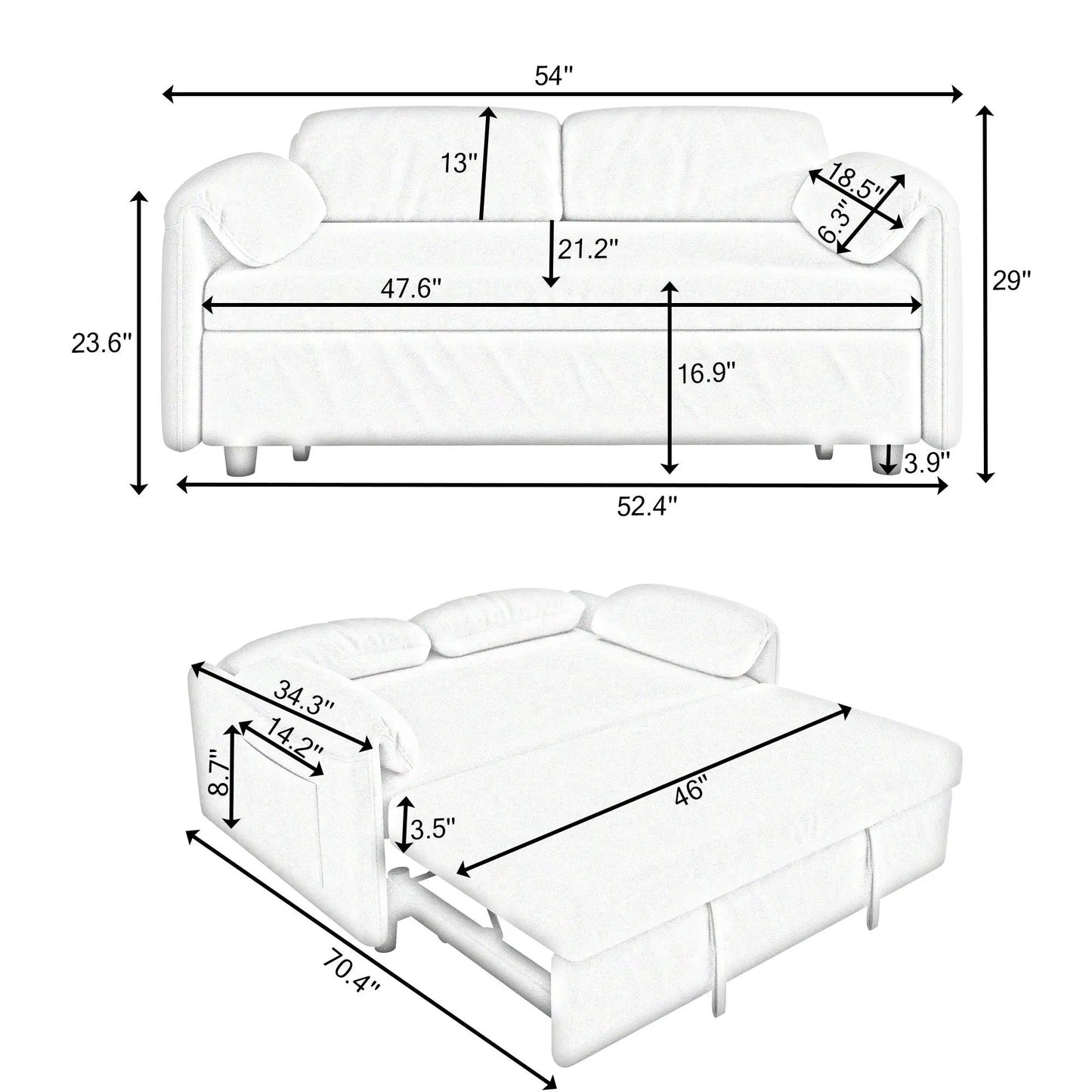 Sofa, Dual Purpose Lounge With Retractable Queen Bed, by Unique Piece Furniture, sleeper sofa on Tampa Home & Garden Store