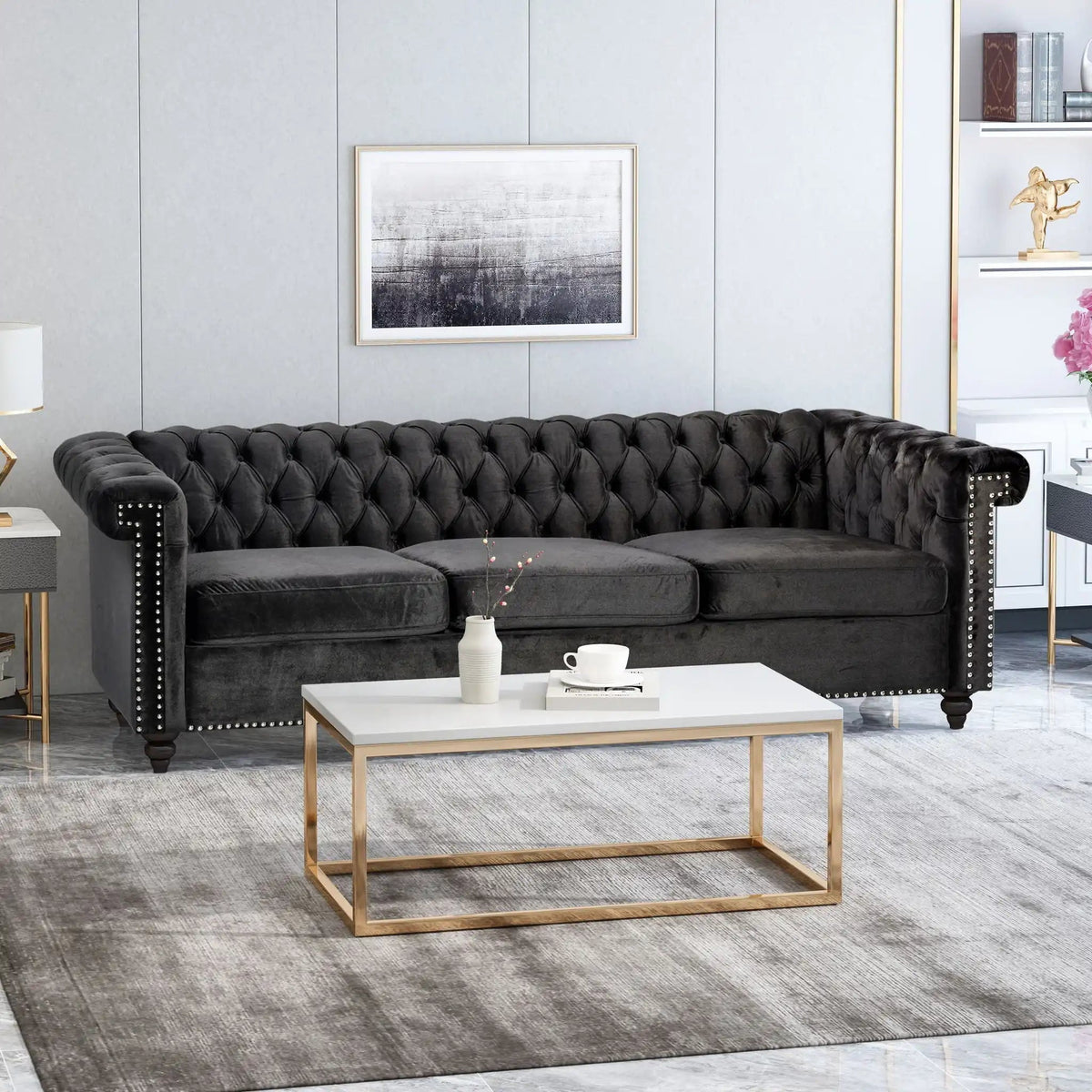 Chesterfield 3 Seater Sofa and Button Tufting