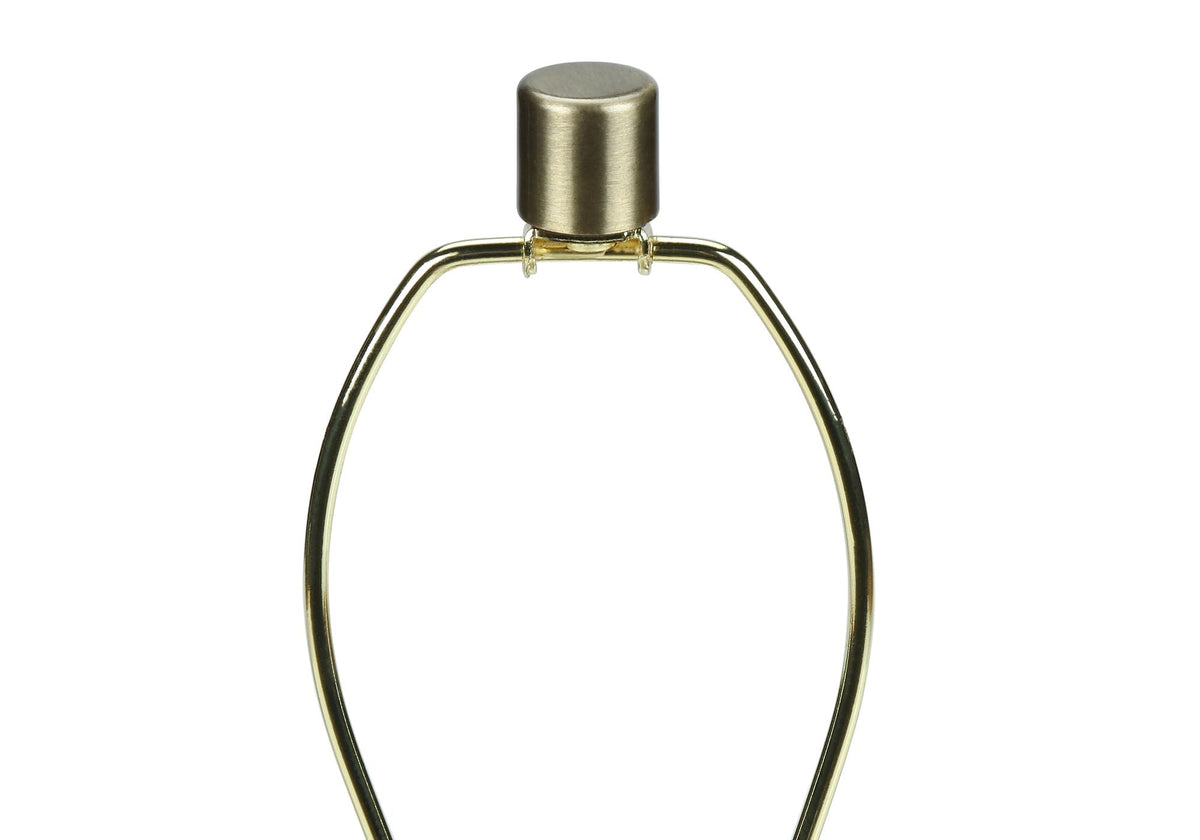 Table lamp by HouseOfZazla; close-up of brass finial and curved gold frame on Tampa Home & Garden Store