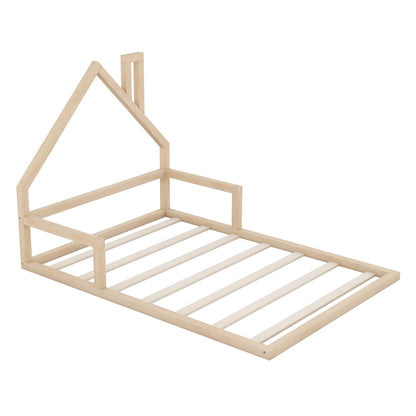 Natural wood platform bed frame with a house-shaped headboard by HouseOfZazla on Tampa Home & Garden Store