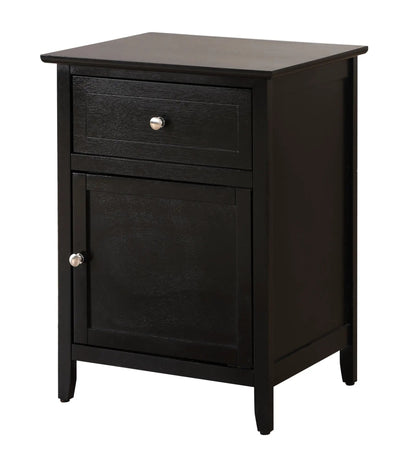 1 Drawer / 1 Door Nightstand black finish with silver knob Unique Piece Furniture accent on Tampa Home & Garden Store