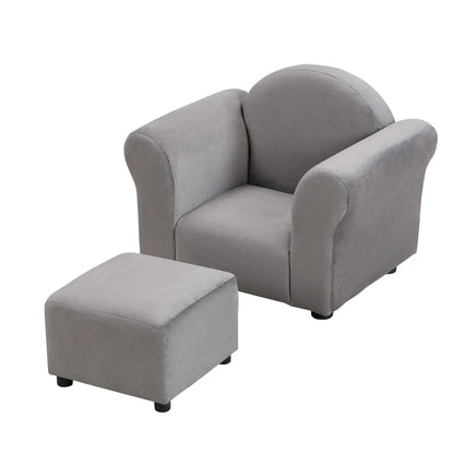 Kids gray upholstered recliner chair with ottoman, 2-piece set, Unique Piece Furniture on Tampa Home & Garden Store